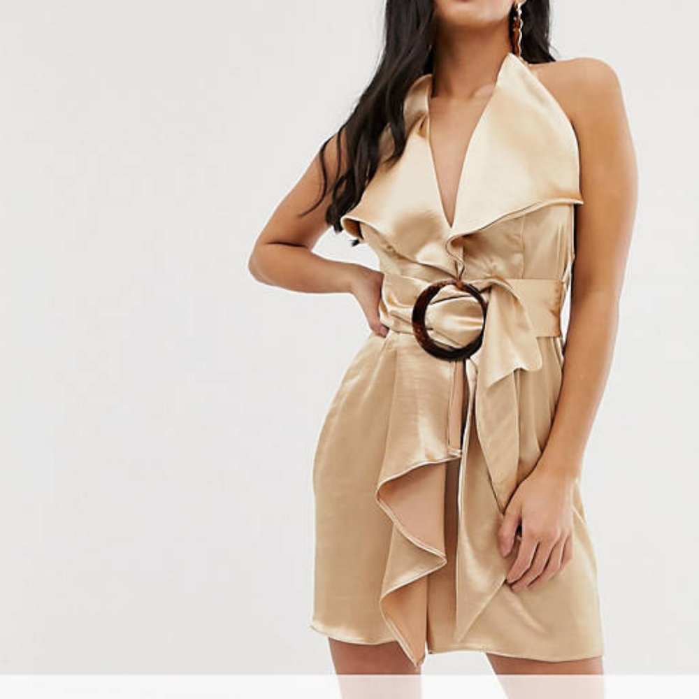 ASOS Petite Neck Satin Pencil Mini Dress